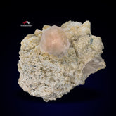 Isolated And Isomatric Gem Morganite Crystal Nicely Perched  Albite With Tourmaline
